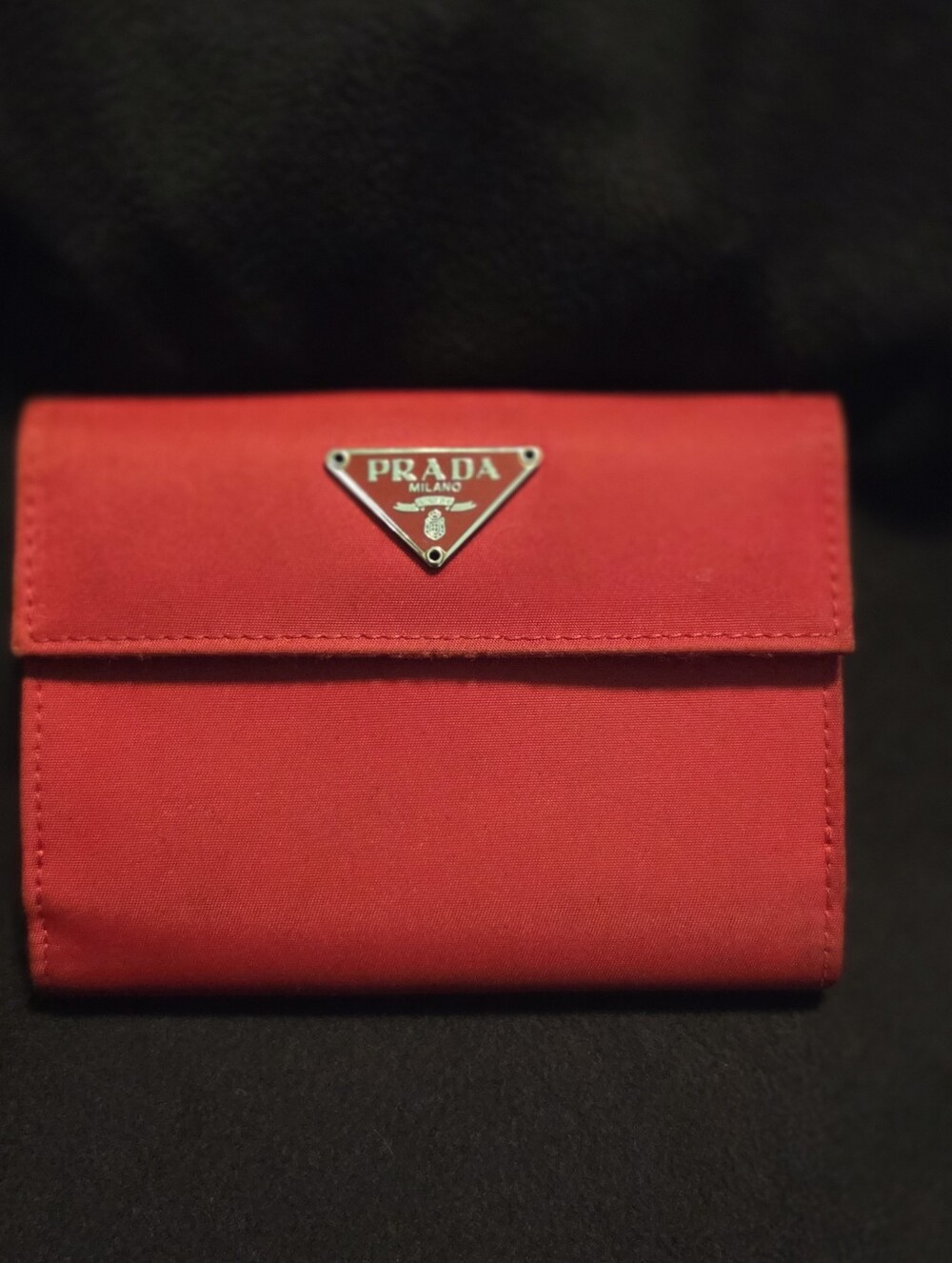 Prada Red Triangular Logo Compact Wallet - Picture 11 of 15